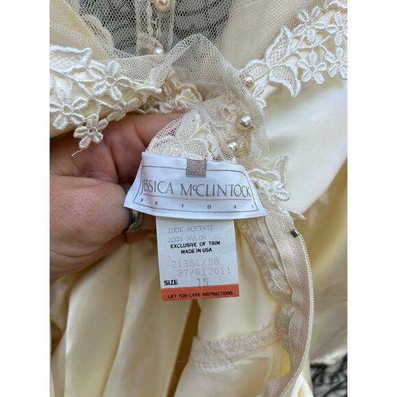 80s Jessica McClintock Wedding Dress Cinderella Cottagecore Victorian Style NWT - Picture 12 of 14